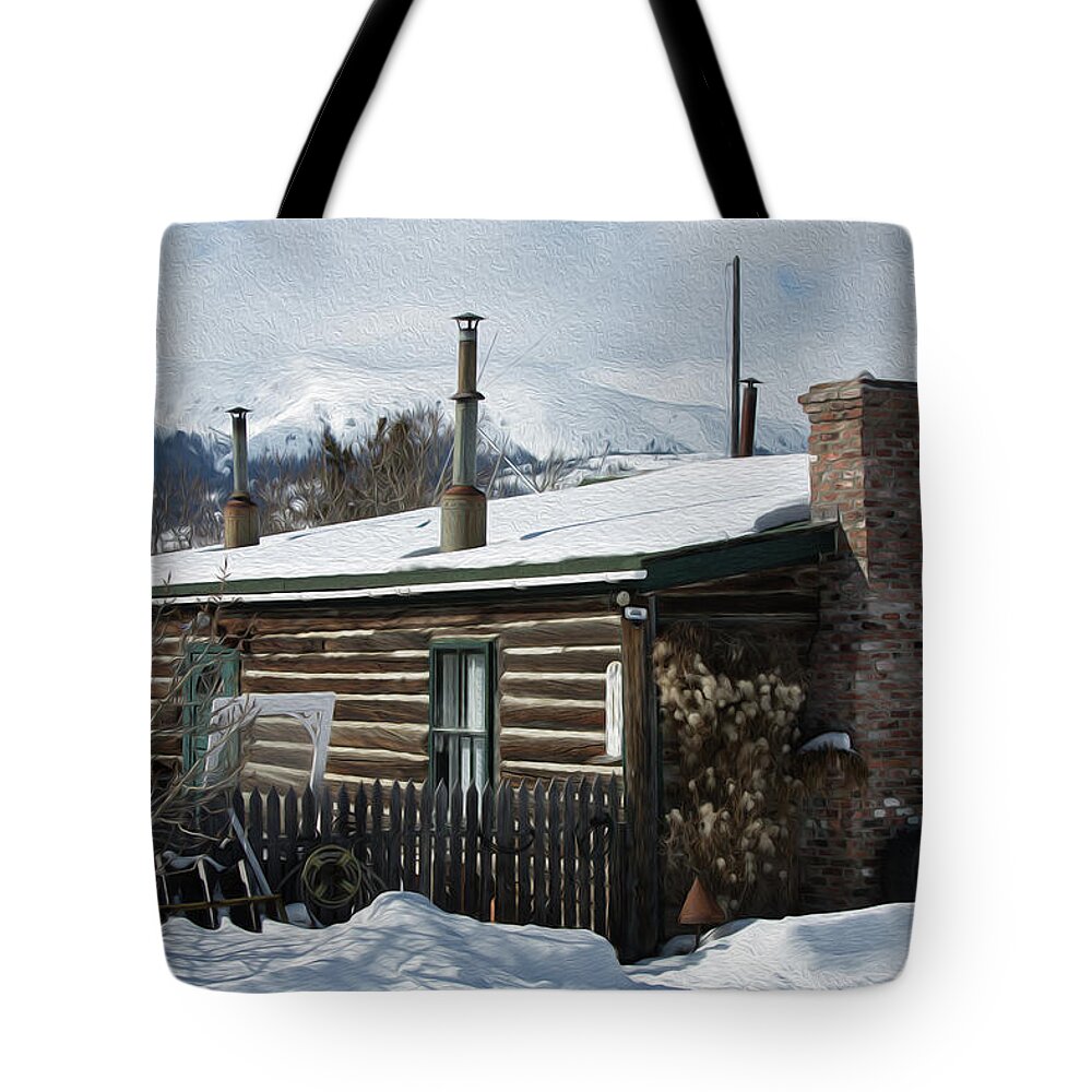 Yukon Tote Bag featuring the digital art Welcome Home - Digital Oil by Birdly Canada