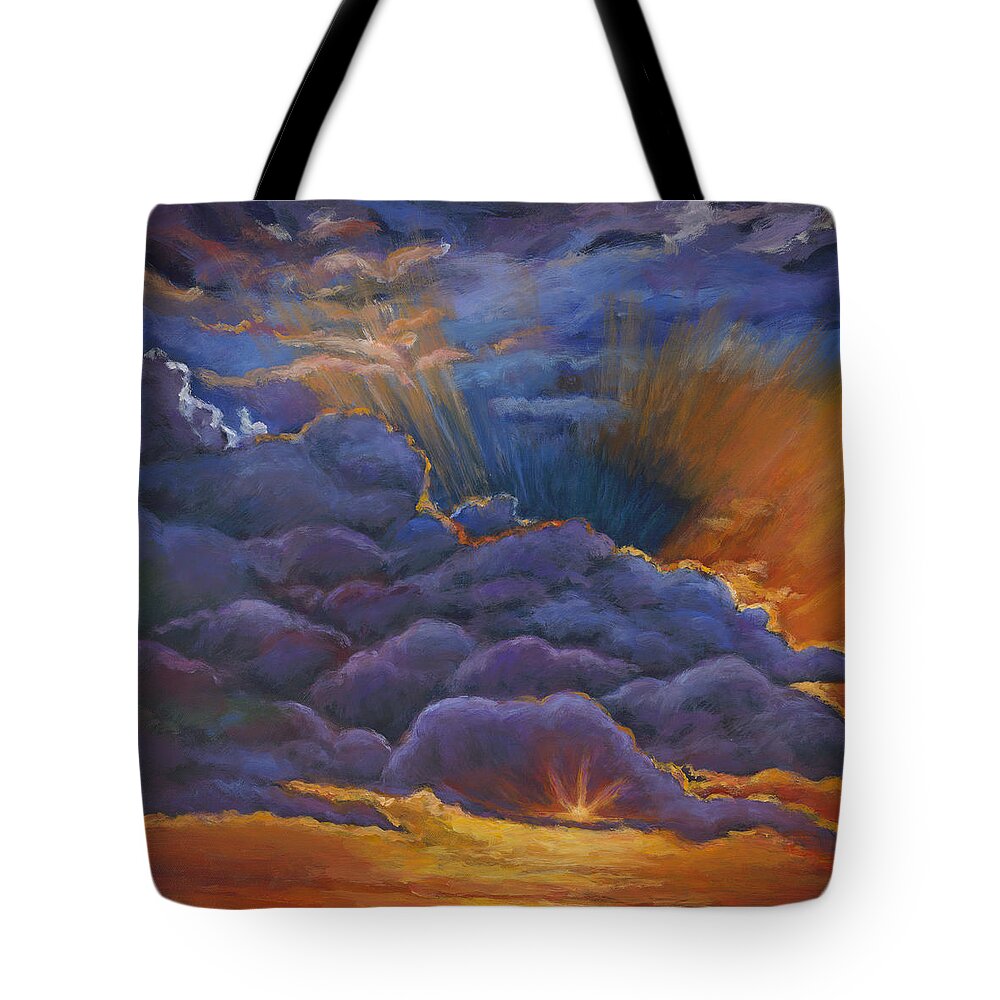 Cloudscapes Tote Bag featuring the painting Welcome the Night by Johnathan Harris