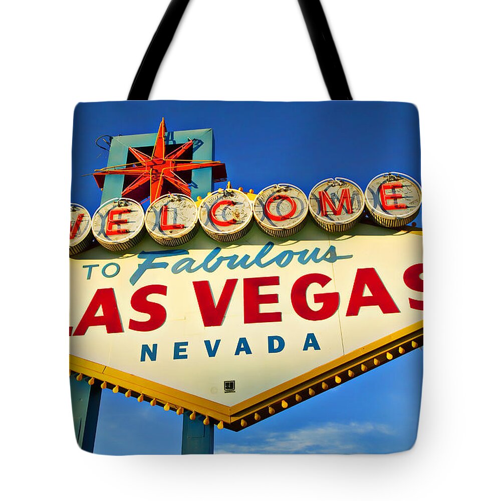 Welcome Las Vegas Sign Tote Bag featuring the photograph Welcome to Las Vegas sign by Garry Gay