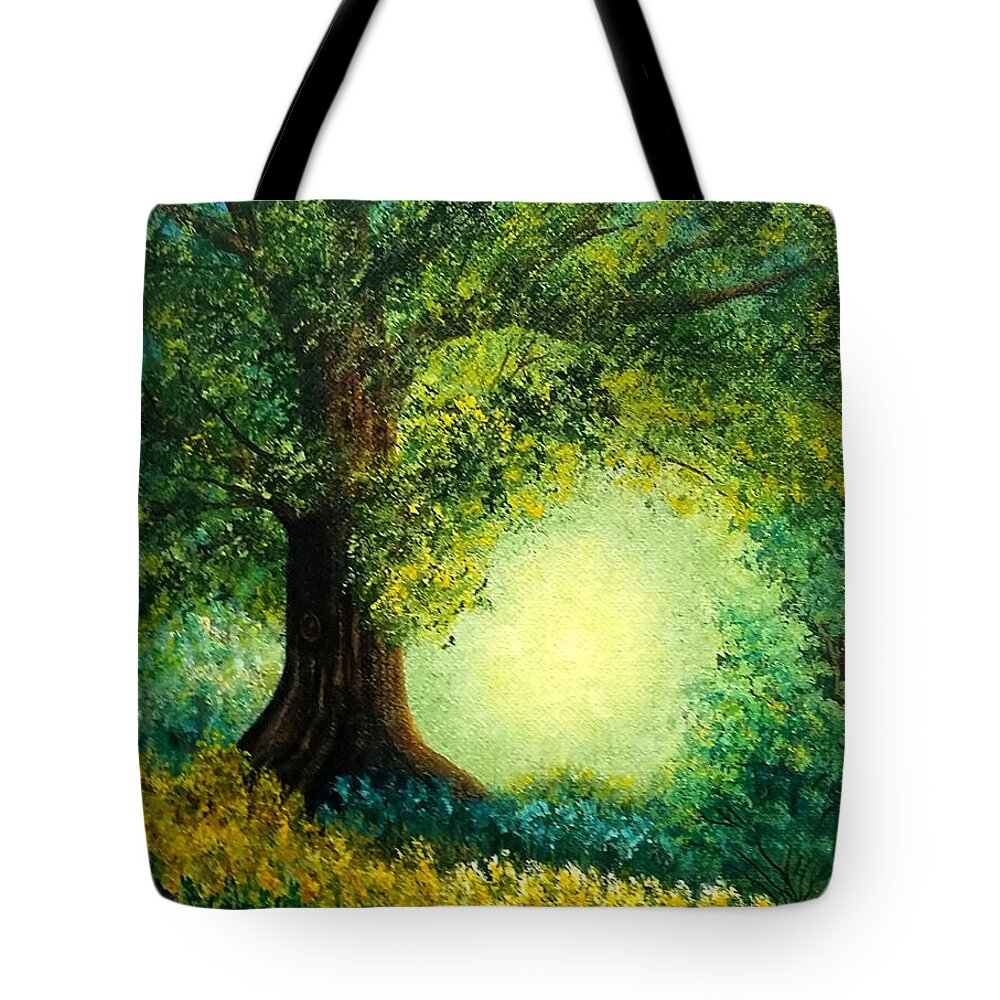 Welcoming Tote Bag featuring the painting Welcoming the Light by Sarah Irland