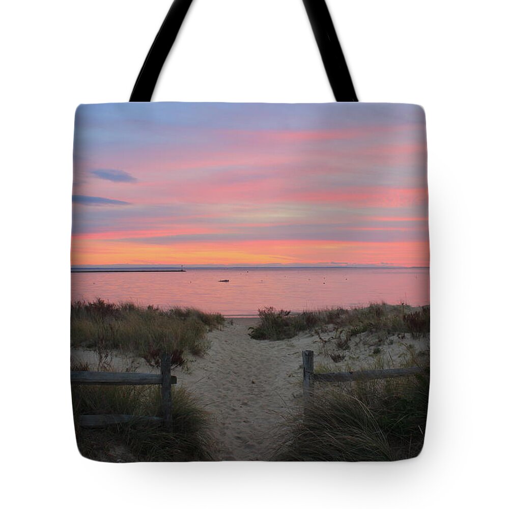 Beach Tote Bag featuring the photograph Wellfleet Harbor Sunset from Mayo Beach by John Burk