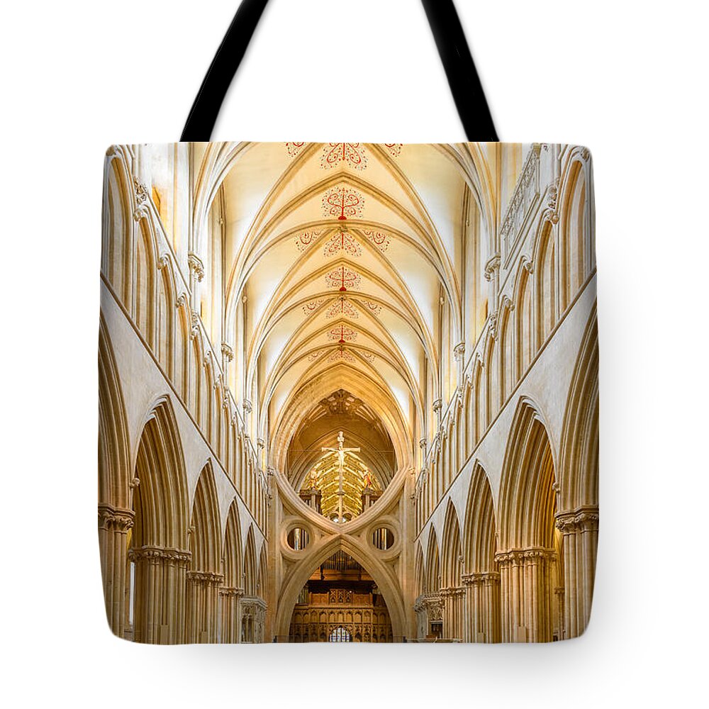 Wells Tote Bag featuring the photograph Wells Cathedral Nave by Colin Rayner