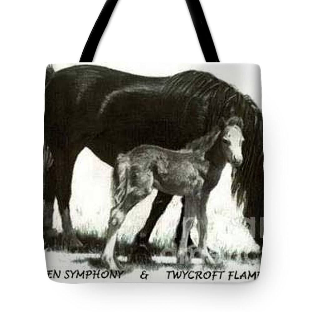 Welsh Pony Tote Bag featuring the painting Welsh Pony Mare and Foal by Ryn Shell