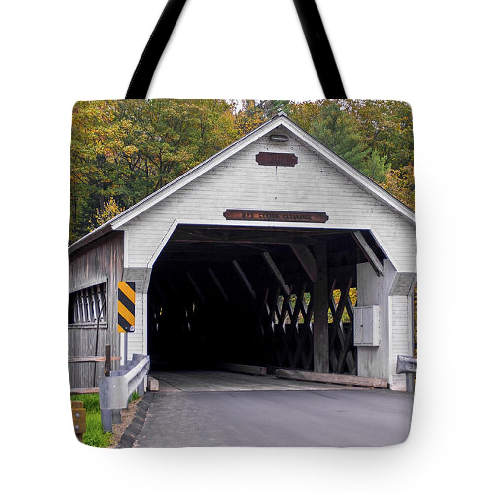 West Dummerston Covered Bridge Tote Bag featuring the photograph West Dummerston Covered Bridge by Scenic Vermont Photography