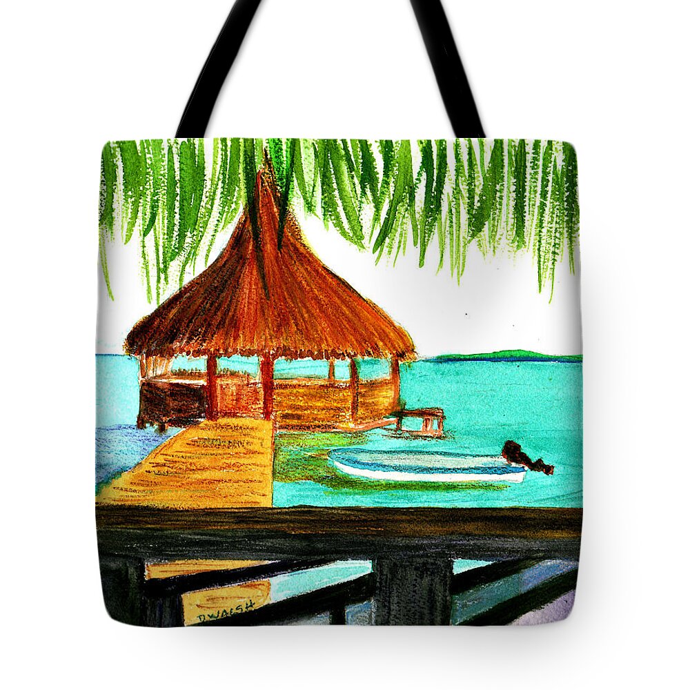 West End Tote Bag featuring the painting West End Roatan by Donna Walsh