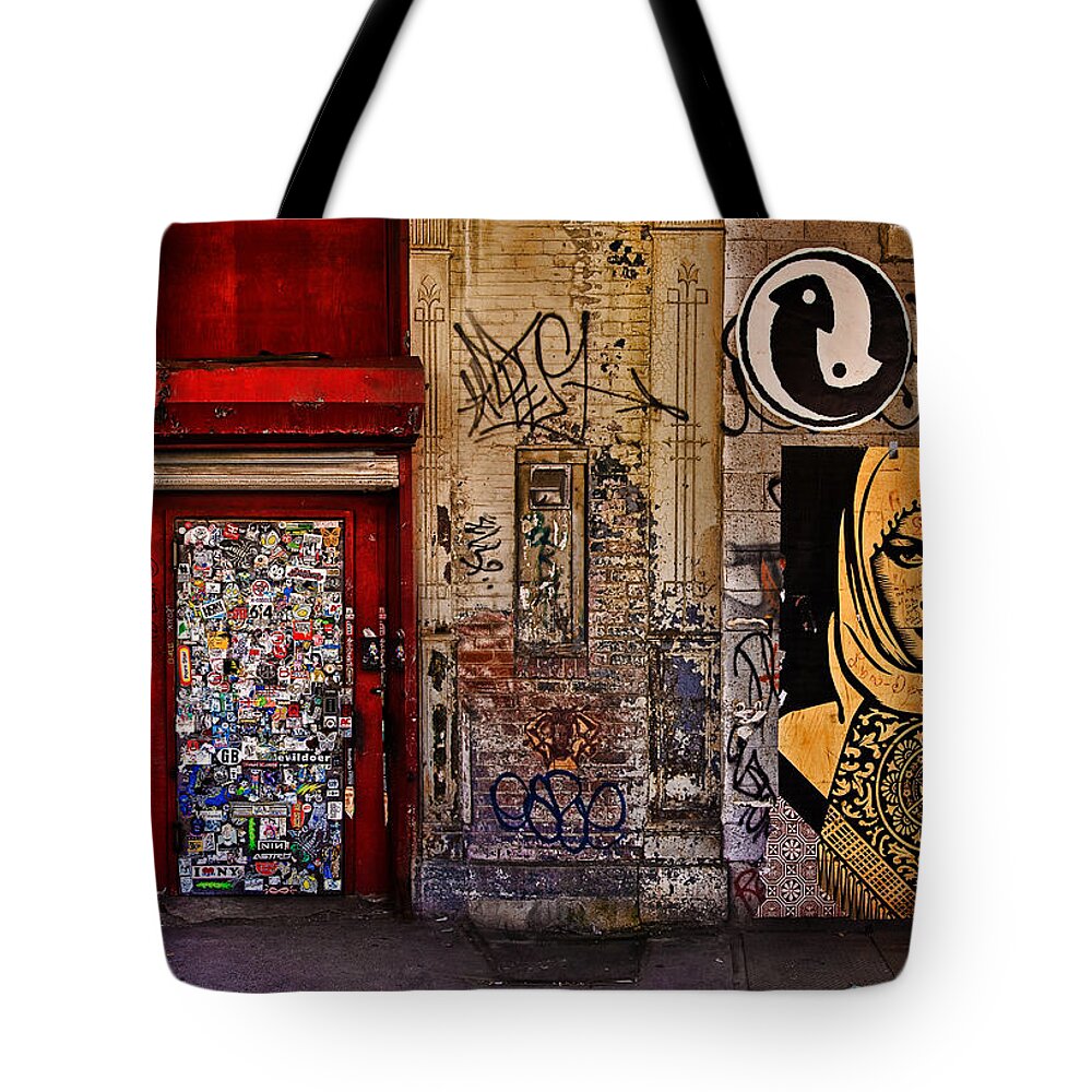 Graffitti Tote Bag featuring the photograph West Village Wall NYC by Chris Lord