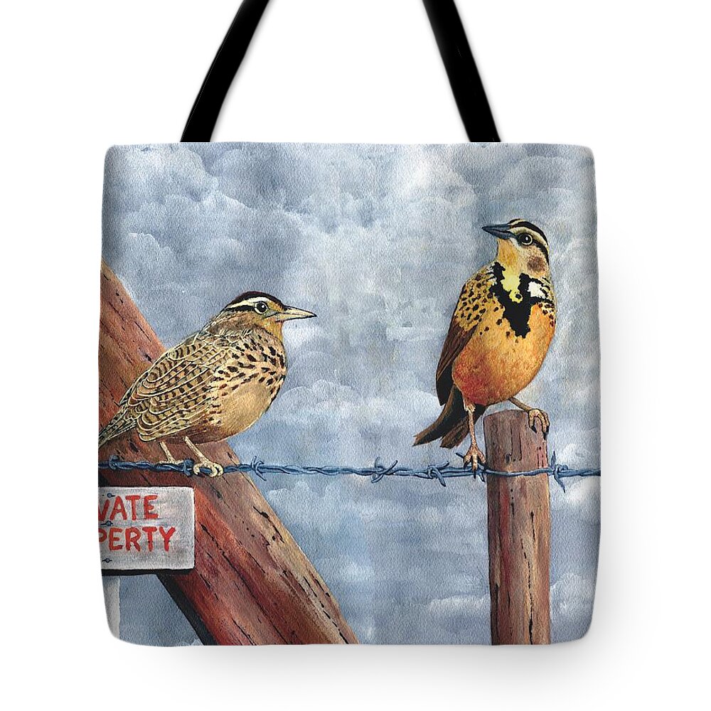 Birds Tote Bag featuring the painting Western Meadowlark by Marsha Friedman