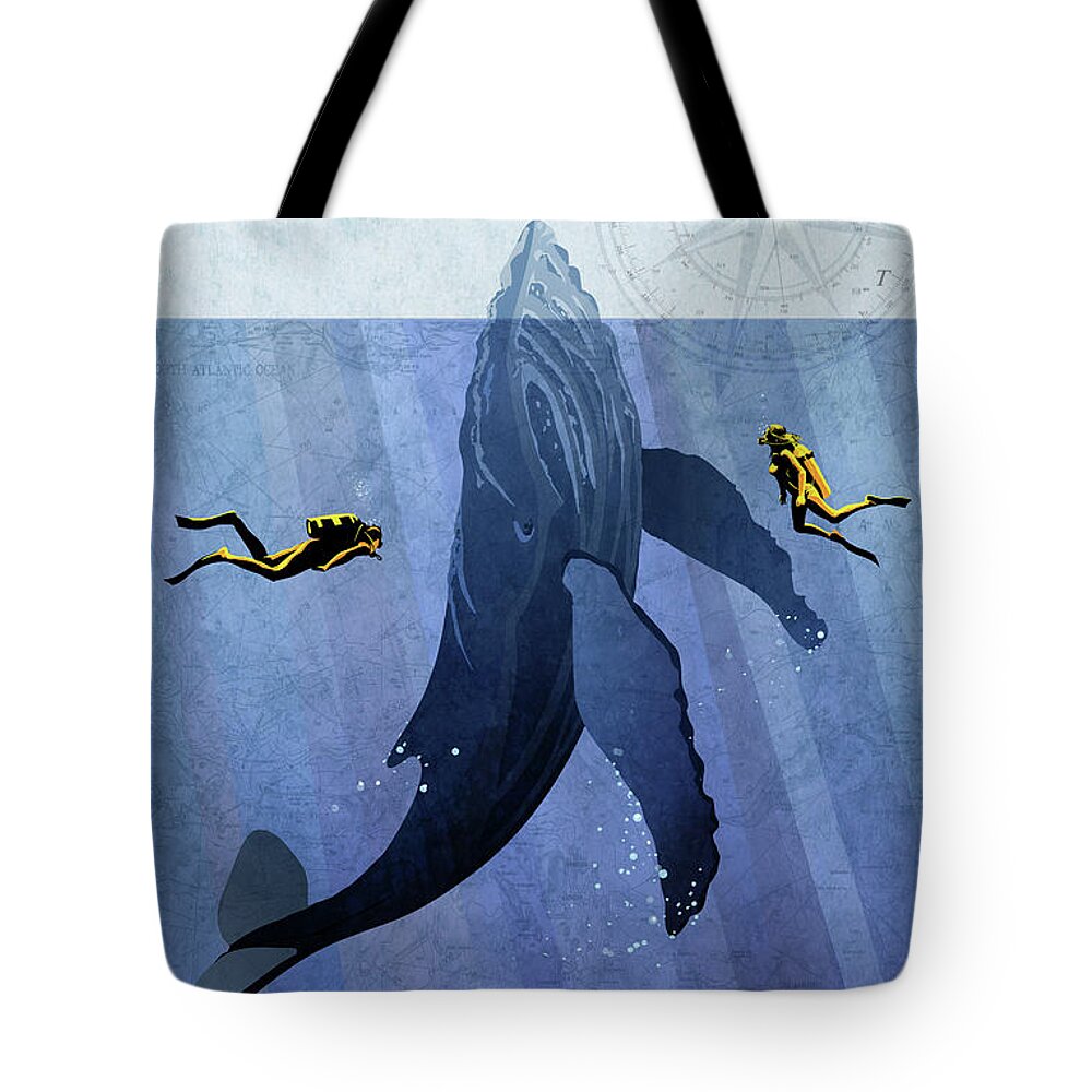 Sassan Filsoof Tote Bag featuring the painting Whale Dive by Sassan Filsoof