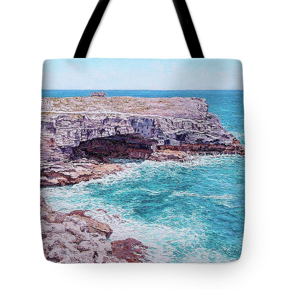 Eddie Tote Bag featuring the painting Whale Point Cliffs by Eddie Minnis