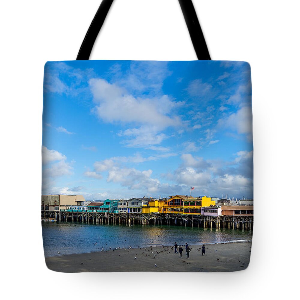 Monterey Tote Bag featuring the photograph Wharf and Beach by Derek Dean