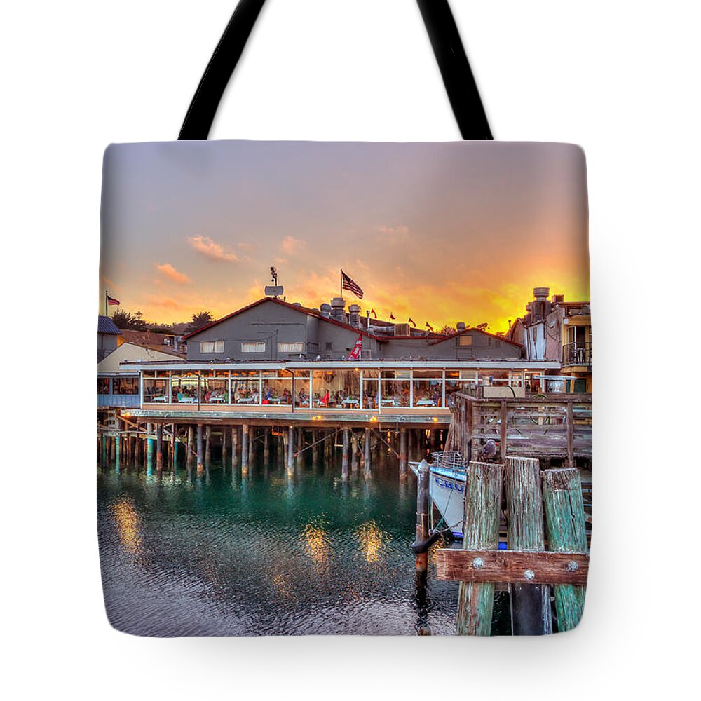 Monterey Tote Bag featuring the photograph Wharf Dining by Derek Dean
