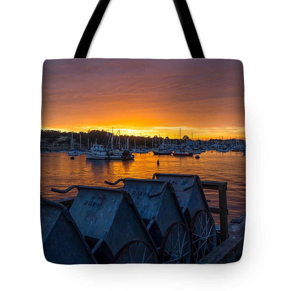 Monterey Tote Bag featuring the photograph Wharf Sunset by Derek Dean