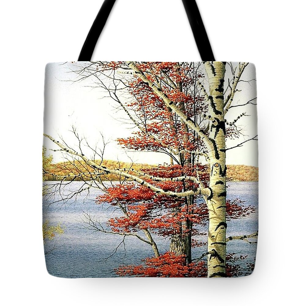 Autumn Tote Bag featuring the painting What a View. by Conrad Mieschke