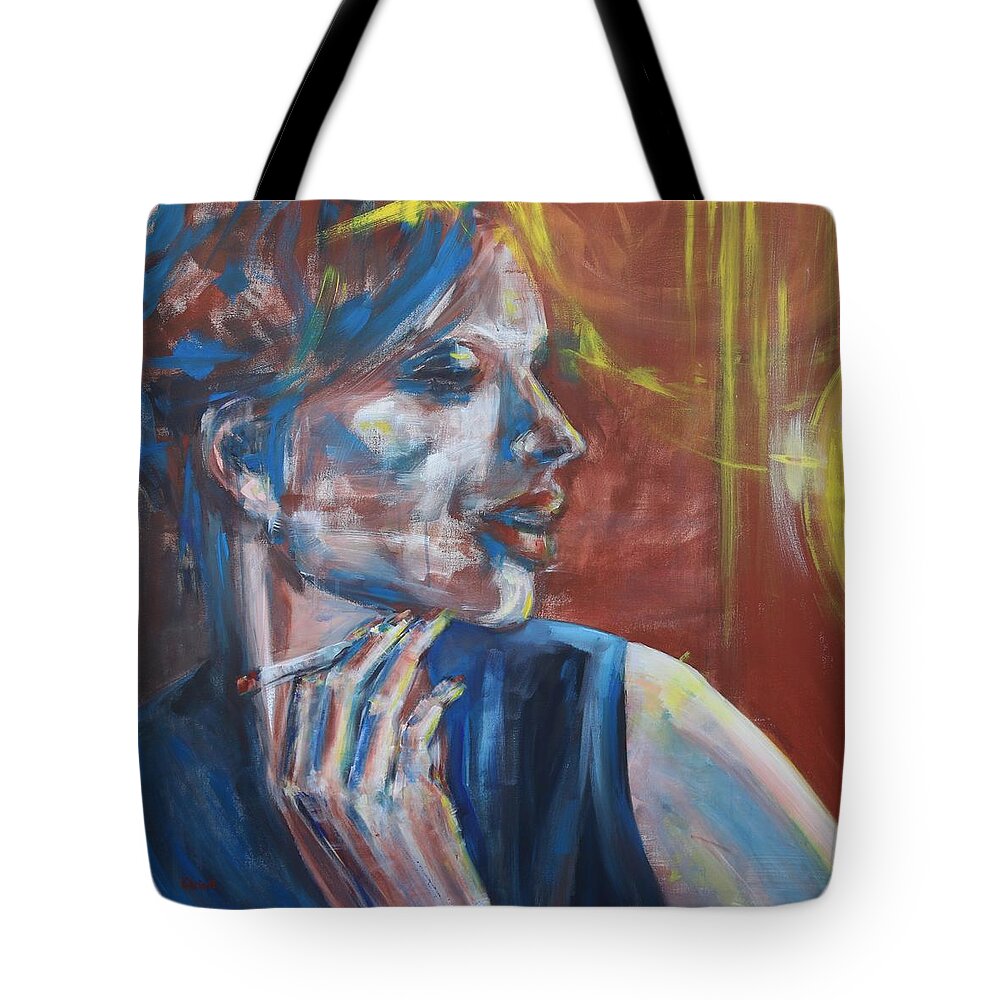 Portrait Tote Bag featuring the painting What Are You Waiting For by Christel Roelandt