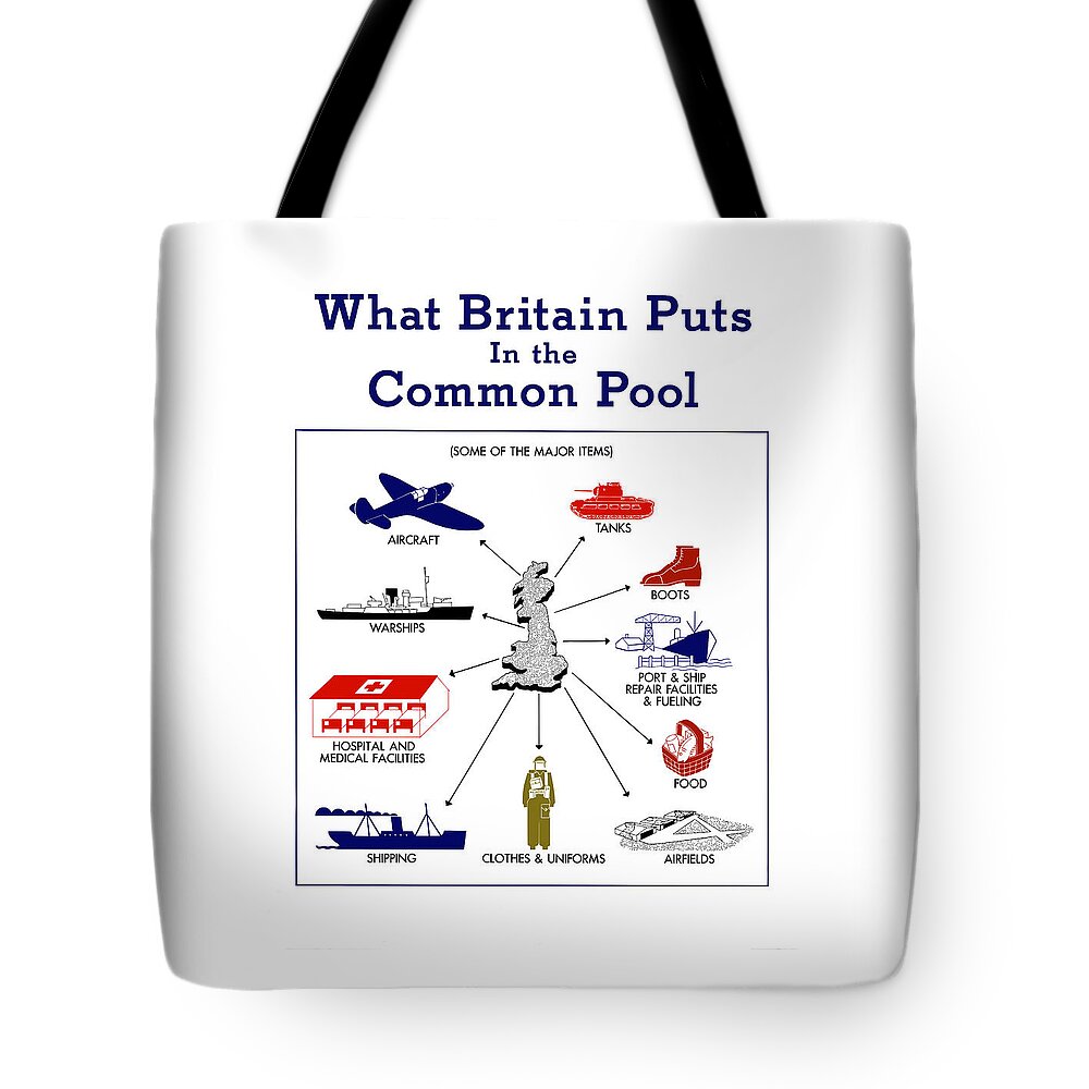 Wwii Tote Bag featuring the mixed media What Britain Puts In The Common Pool by War Is Hell Store