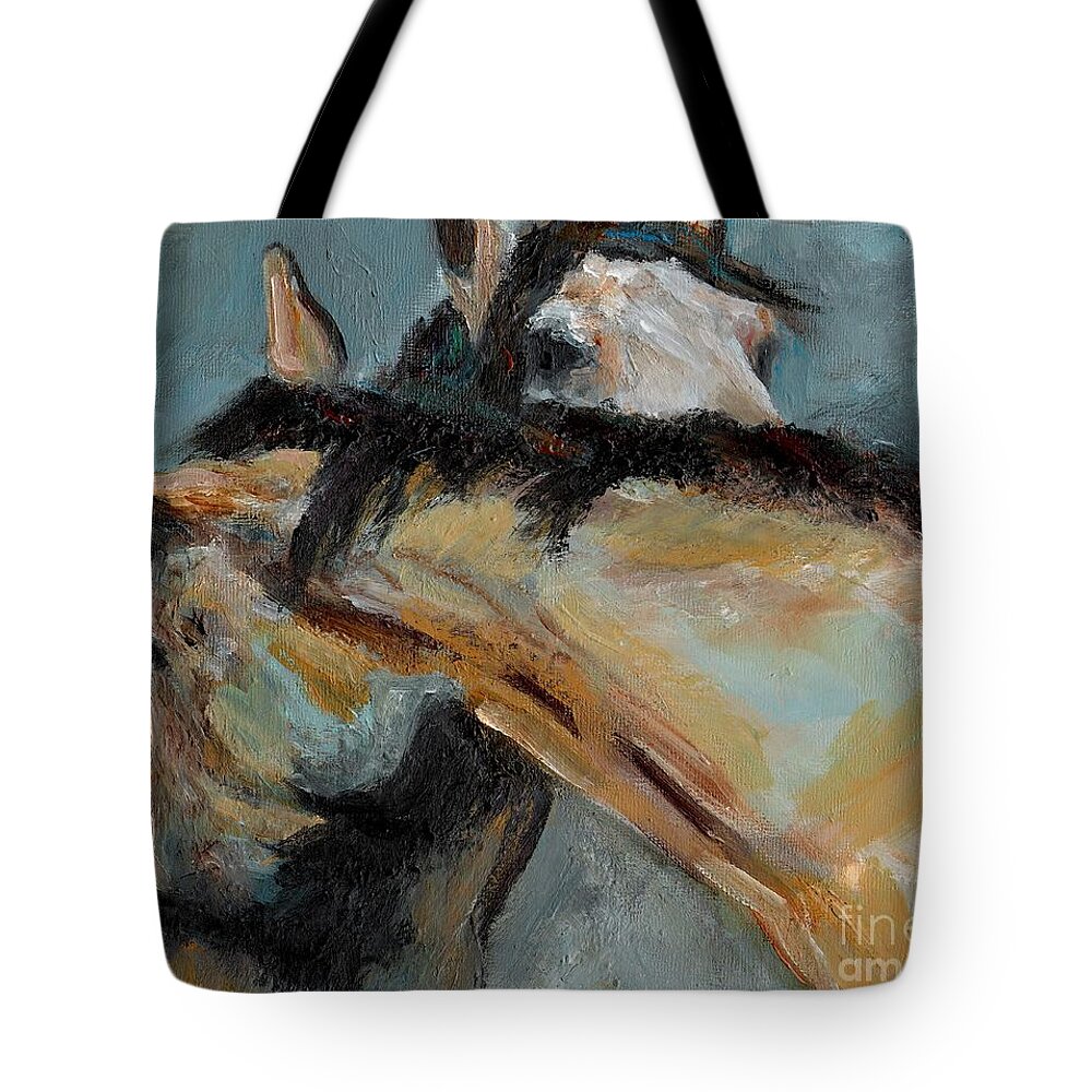 Horses Tote Bag featuring the painting What We Could All Use a Little Of by Frances Marino