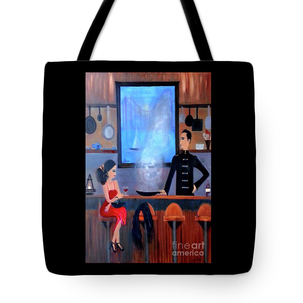 Food Tote Bag featuring the painting What's Cookin'? by Artist Linda Marie