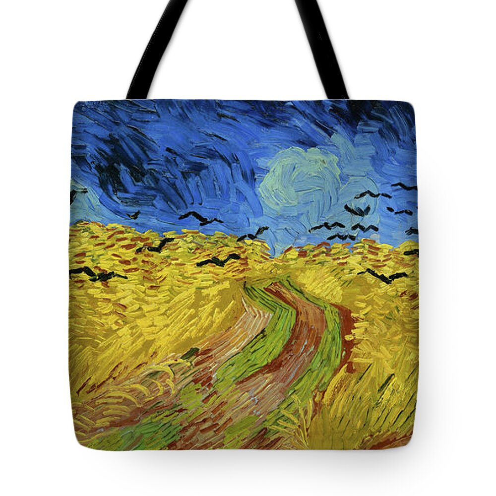 Wheat Field Tote Bag featuring the painting Wheat field With Crows Van Gogh 1890 by Movie Poster Prints