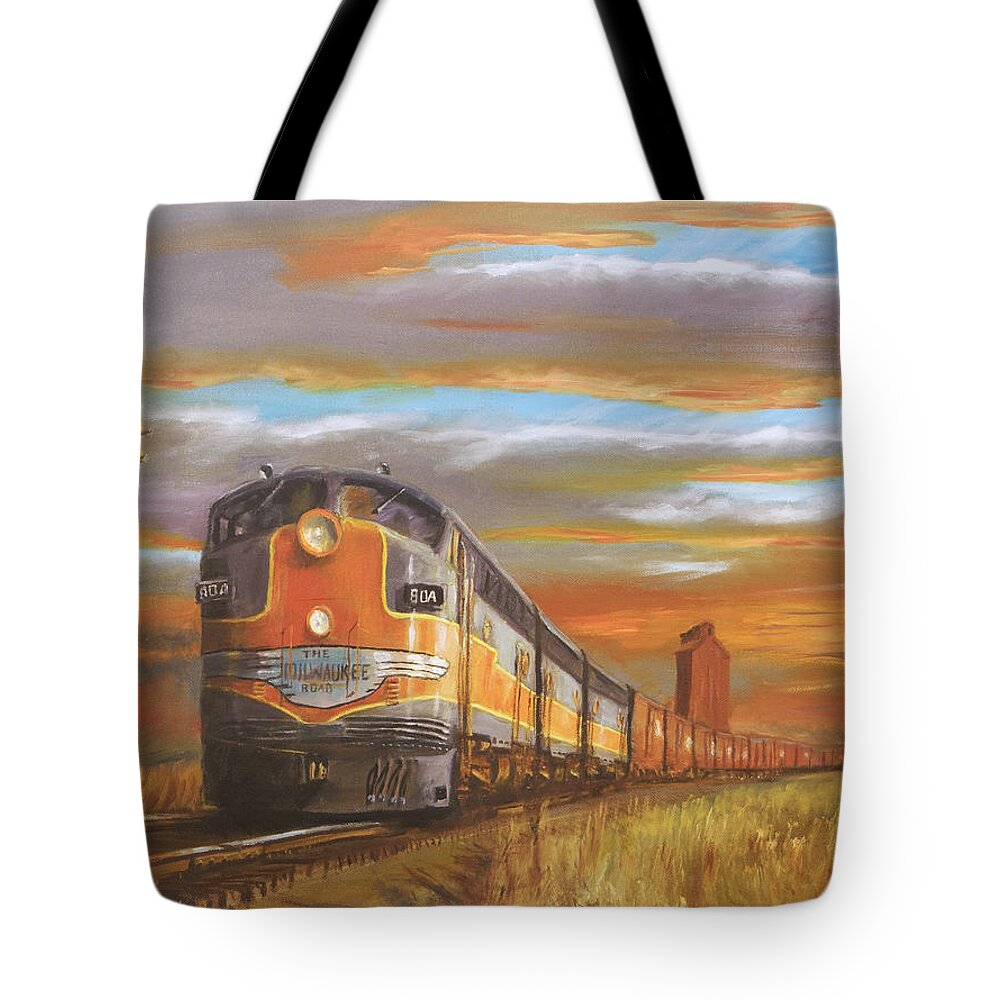 Railroad Tote Bag featuring the painting Wheat....From North Dakota by Christopher Jenkins
