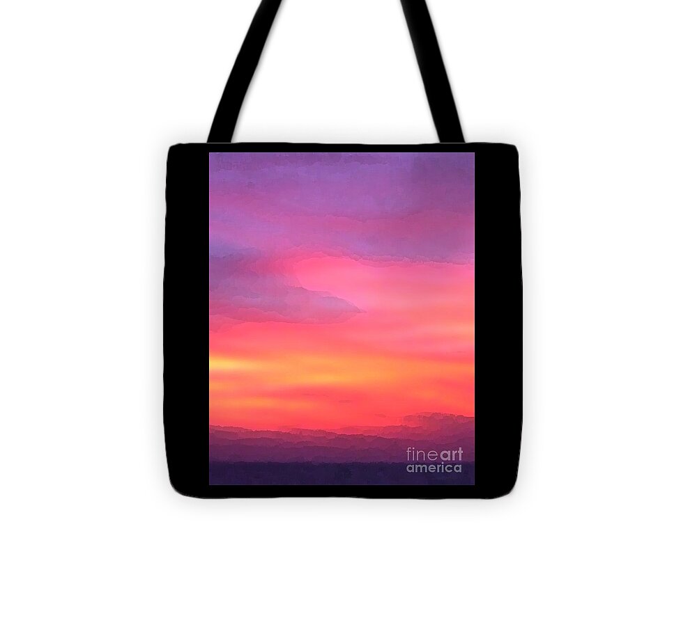 Sundown Tote Bag featuring the photograph When the deep purple falls sunset by Barbie Corbett-Newmin