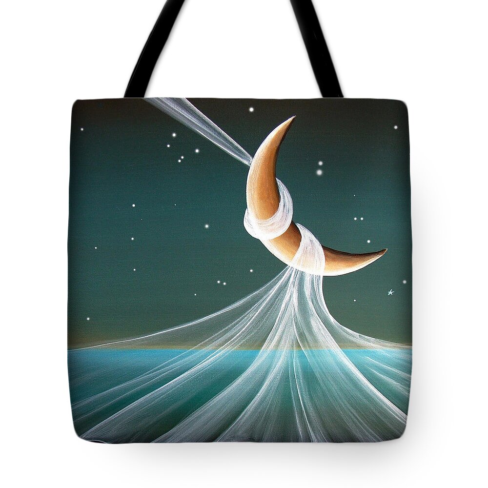 Moon Tote Bag featuring the painting When The Wind Blows by Cindy Thornton