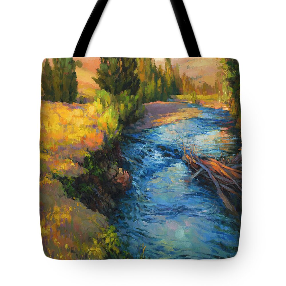 River Tote Bag featuring the painting Where the River Bends by Steve Henderson
