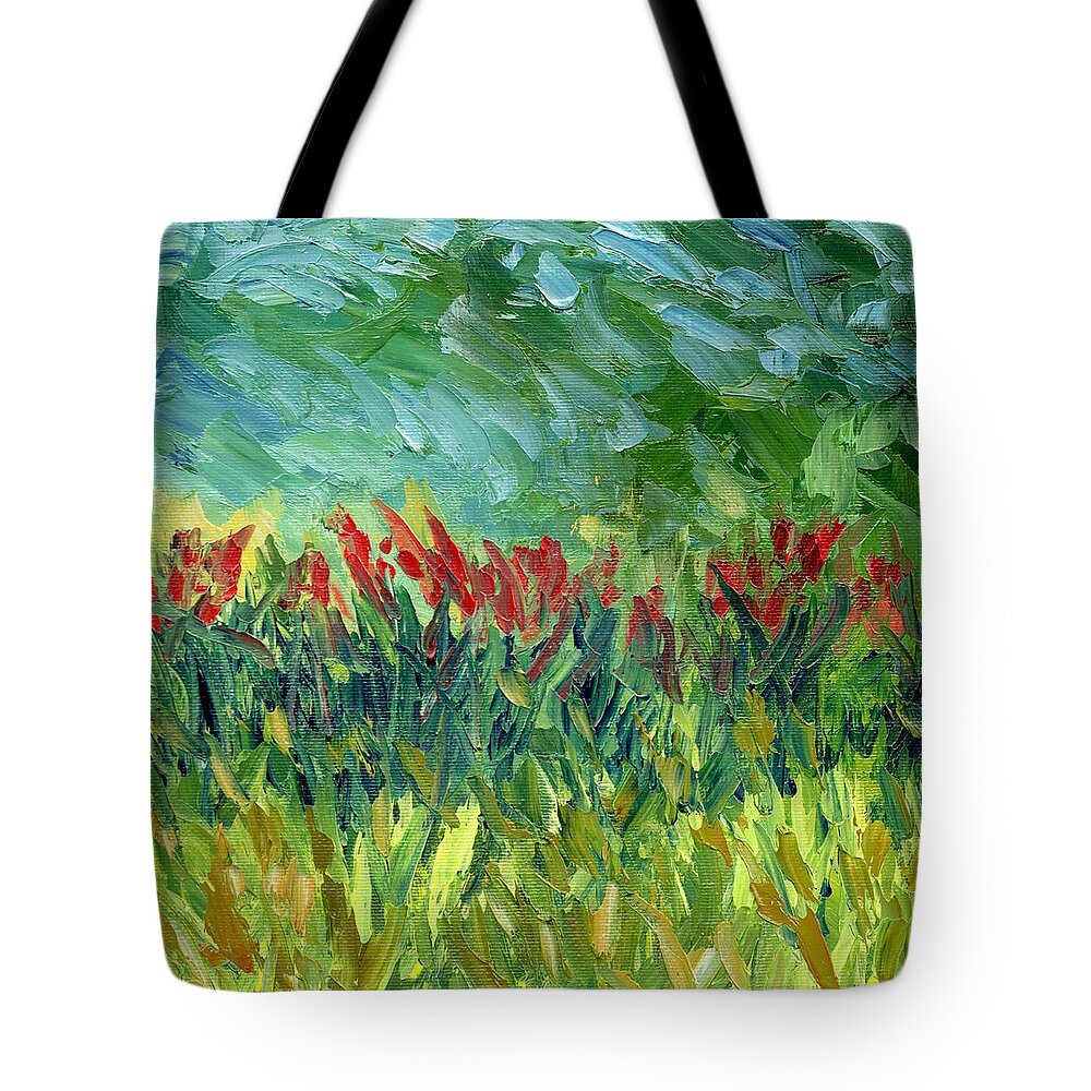Landscape Tote Bag featuring the painting Where the Wind Blows by Marcy Brennan