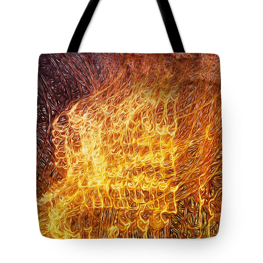 Illuminated Abstracts Tote Bag featuring the digital art Where Theres Smoke by Becky Titus