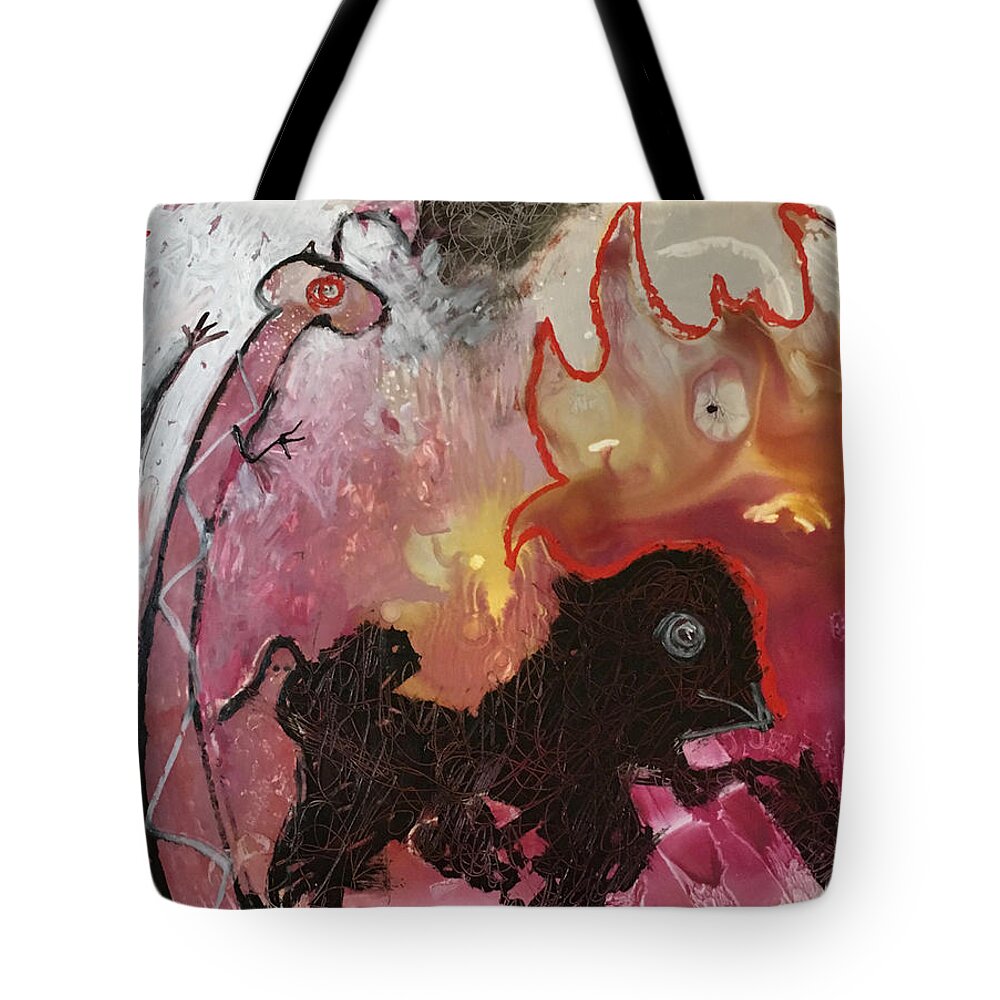 Contemporary Tote Bag featuring the painting Wheres the Party by Carole Johnson