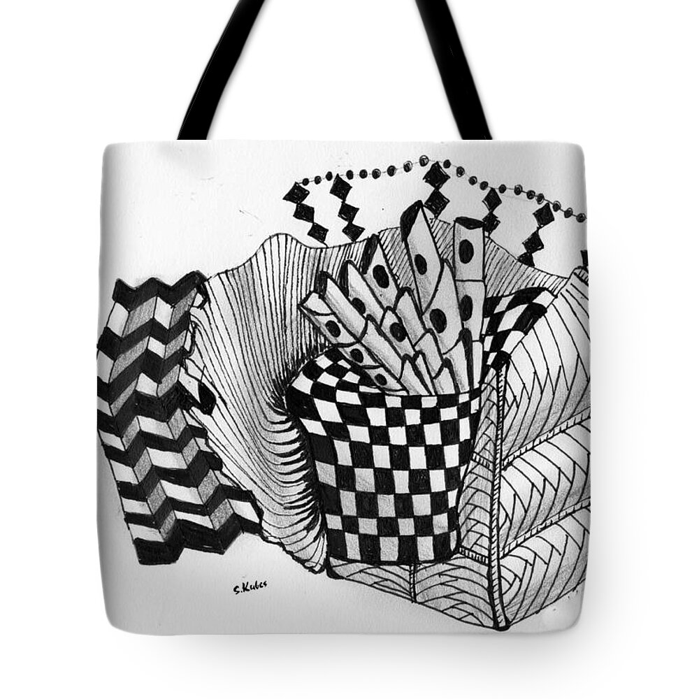 Ink Tote Bag featuring the drawing Whimsey2 by Susan Kubes
