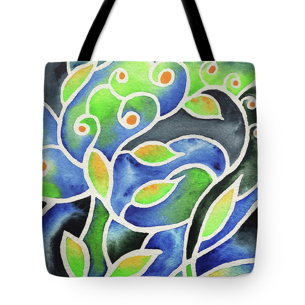 Whimsical Tote Bag featuring the painting Whimsical Garden Organic Decor VII by Irina Sztukowski