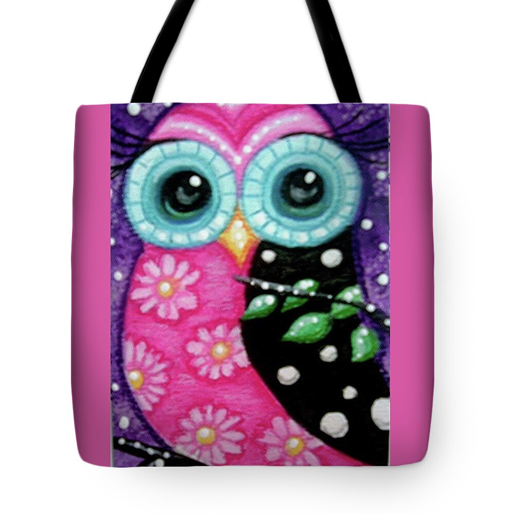 Whimsical Tote Bag featuring the painting Whimsical Owl by Monica Resinger