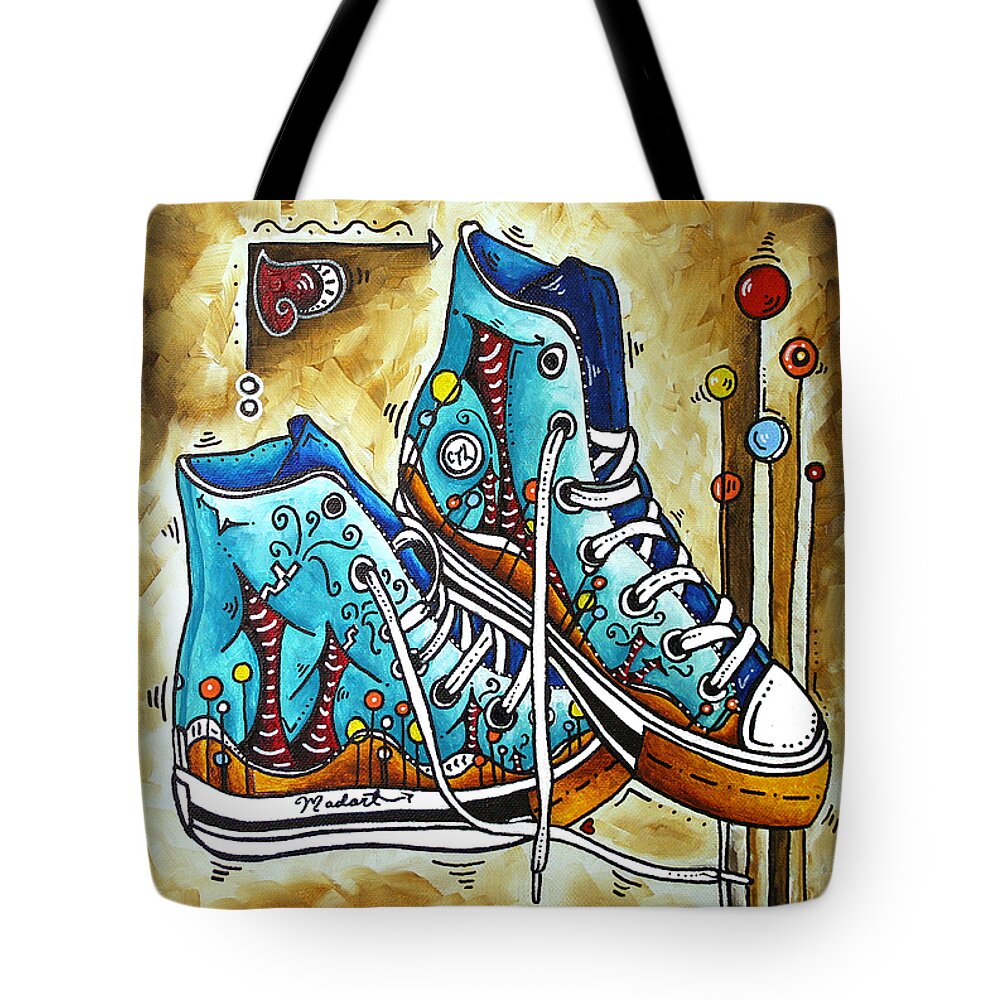 Original Tote Bag featuring the painting Whimsical Shoes by MADART by Megan Duncanson