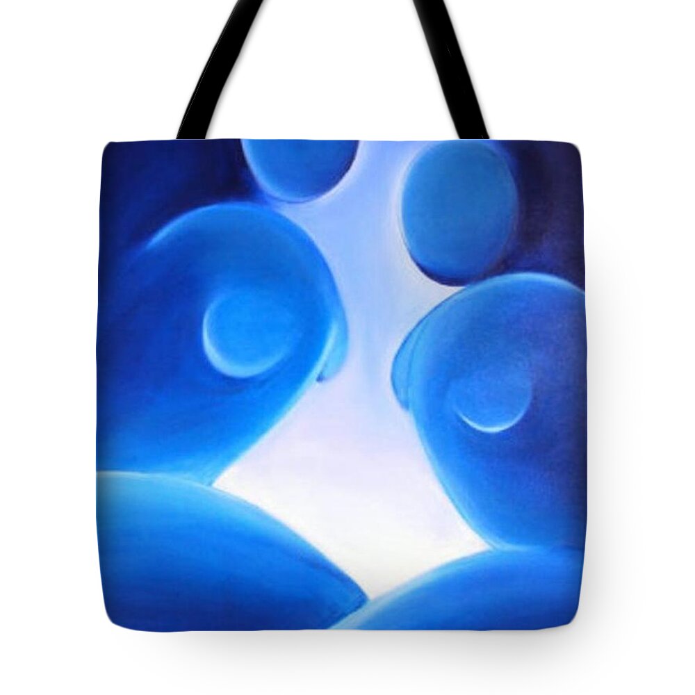 Blue Tote Bag featuring the painting Whispering Secrets by Jennifer Hannigan-Green