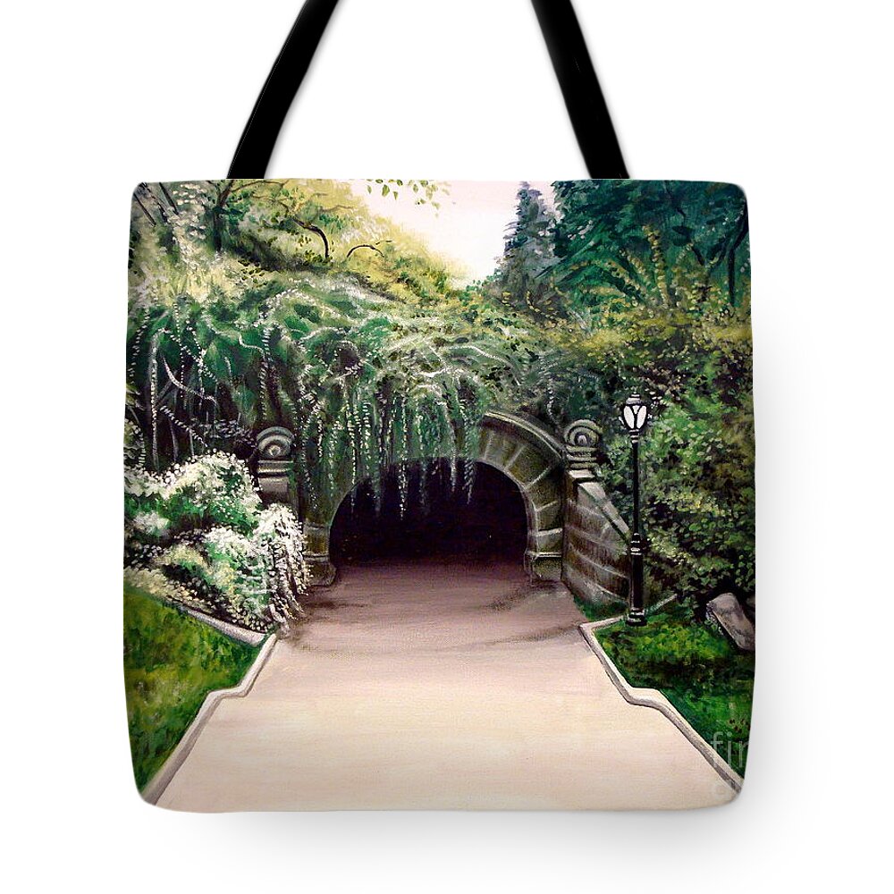 Landscape Tote Bag featuring the painting Whispering Tunnel by Elizabeth Robinette Tyndall