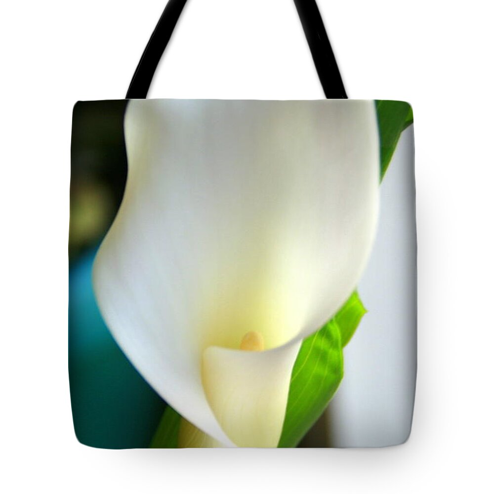 Flower Tote Bag featuring the photograph White Calla Lily by Kay Novy