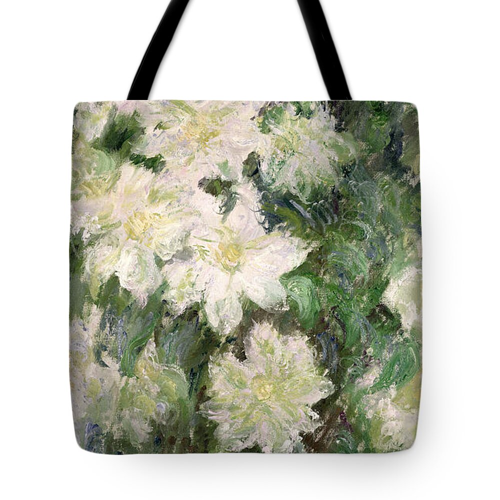 White Clematis Tote Bag featuring the painting White Clematis by Claude Monet