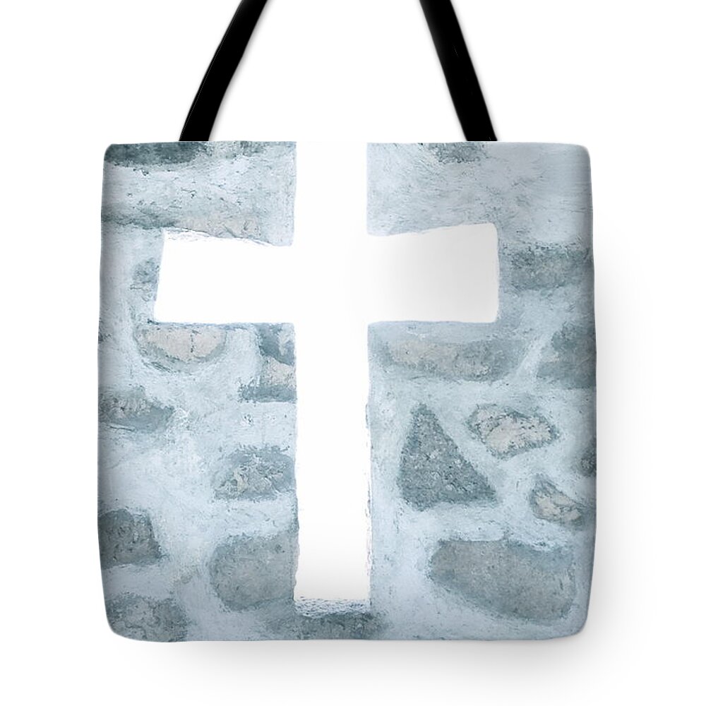Cross Tote Bag featuring the photograph White Cross by Yelena Tylkina