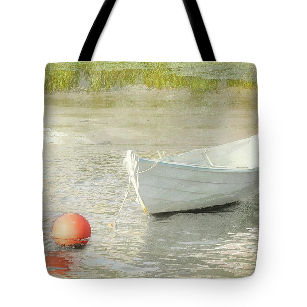 Boat Tote Bag featuring the photograph White Dory by Karen Lynch