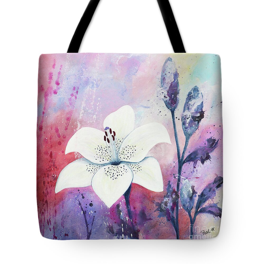 Acrylic Tote Bag featuring the painting White Dress with Spots by Jutta Maria Pusl