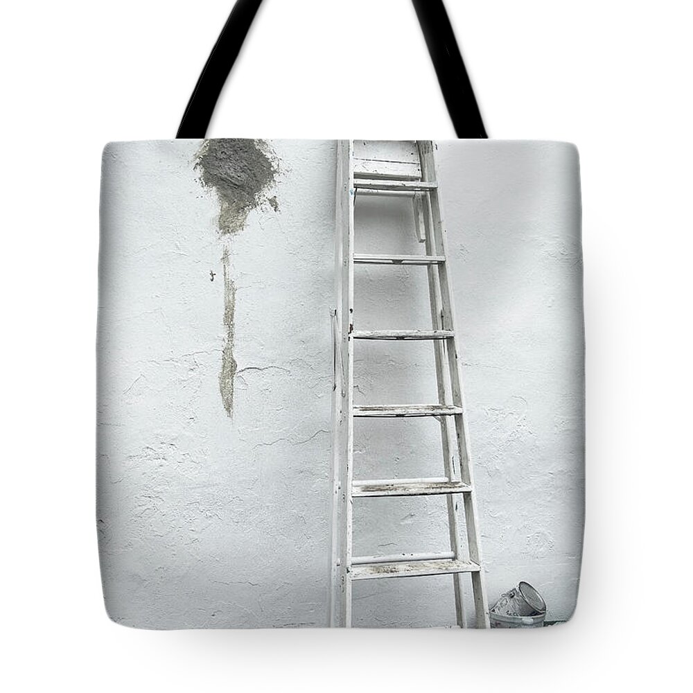 He Brattleboro Retreat Meadows Tote Bag featuring the photograph White Ladder by Tom Singleton