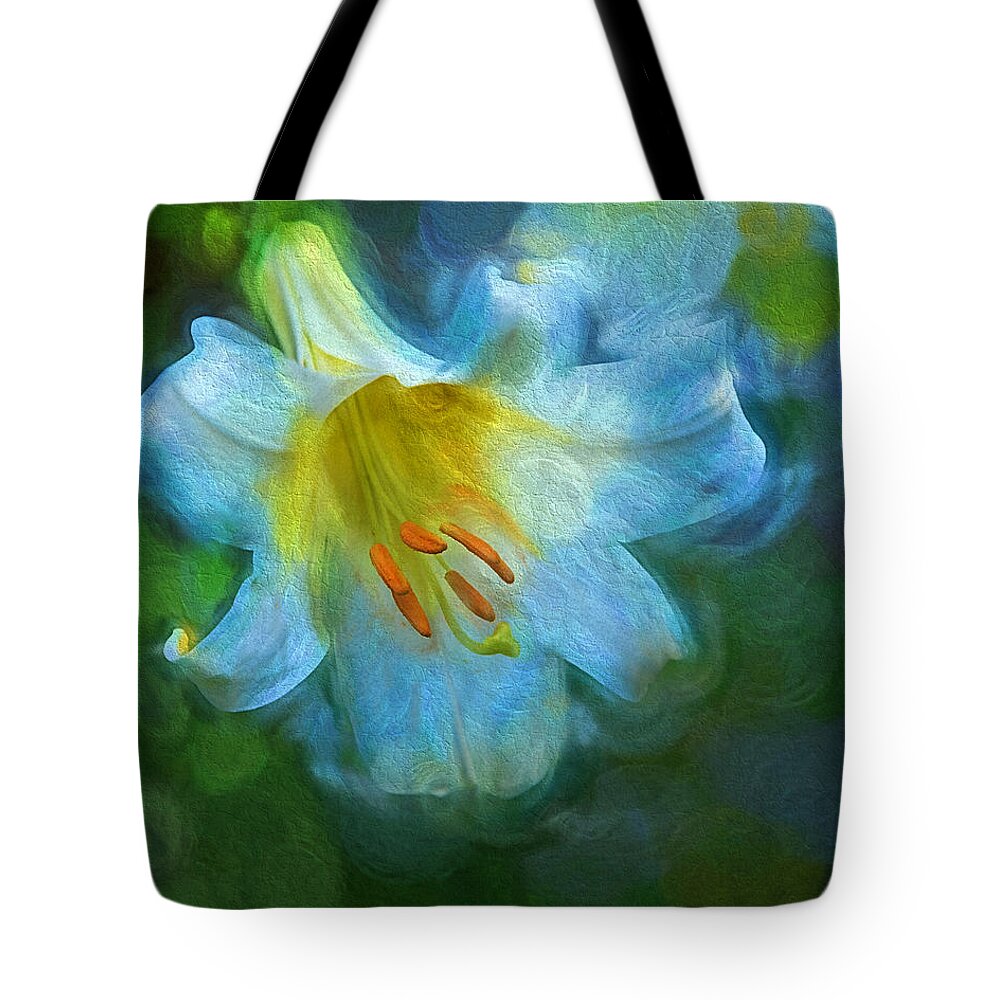 Lily Tote Bag featuring the photograph White Lily Obscure by Anna Louise