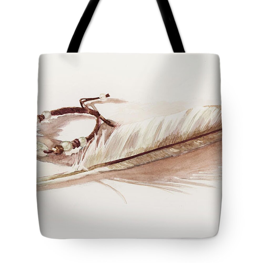 Feather Tote Bag featuring the painting White on White by Brandy Woods