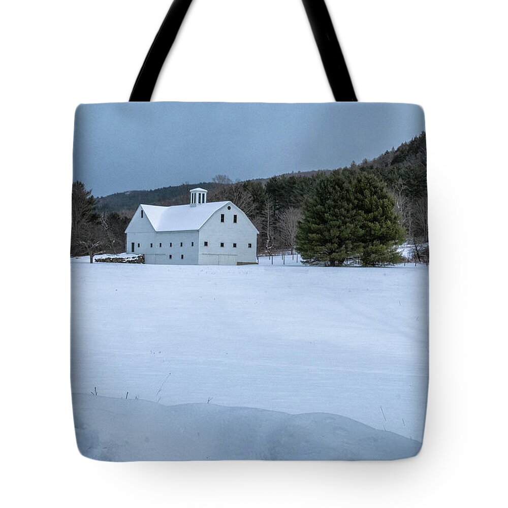 Brookline Vermont Tote Bag featuring the photograph White On White by Tom Singleton