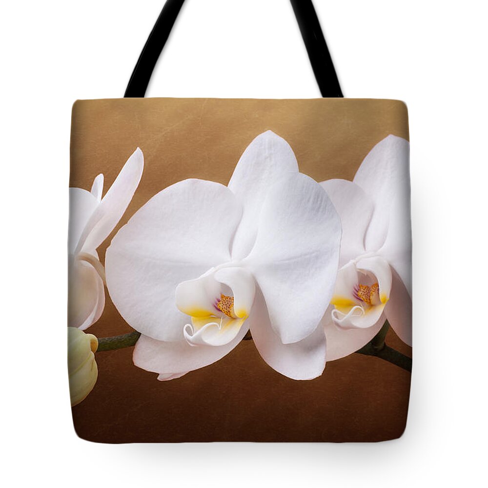 Art Tote Bag featuring the photograph White Orchid Flowers and Bud by Tom Mc Nemar