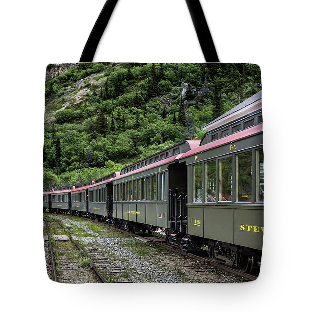 Train Tote Bag featuring the photograph White Pass and Yukon railway by Ed Clark