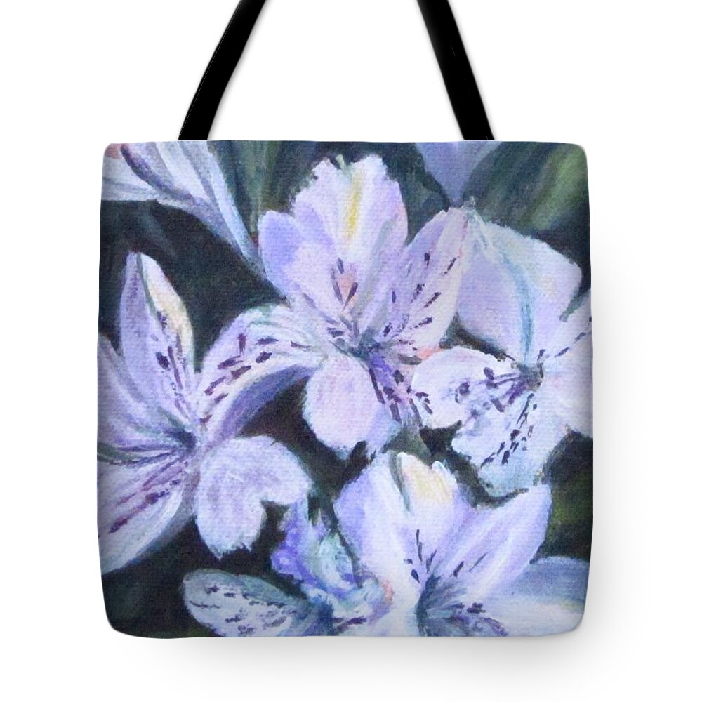 Acrylic Tote Bag featuring the painting White Peruvian Lily by Paula Pagliughi