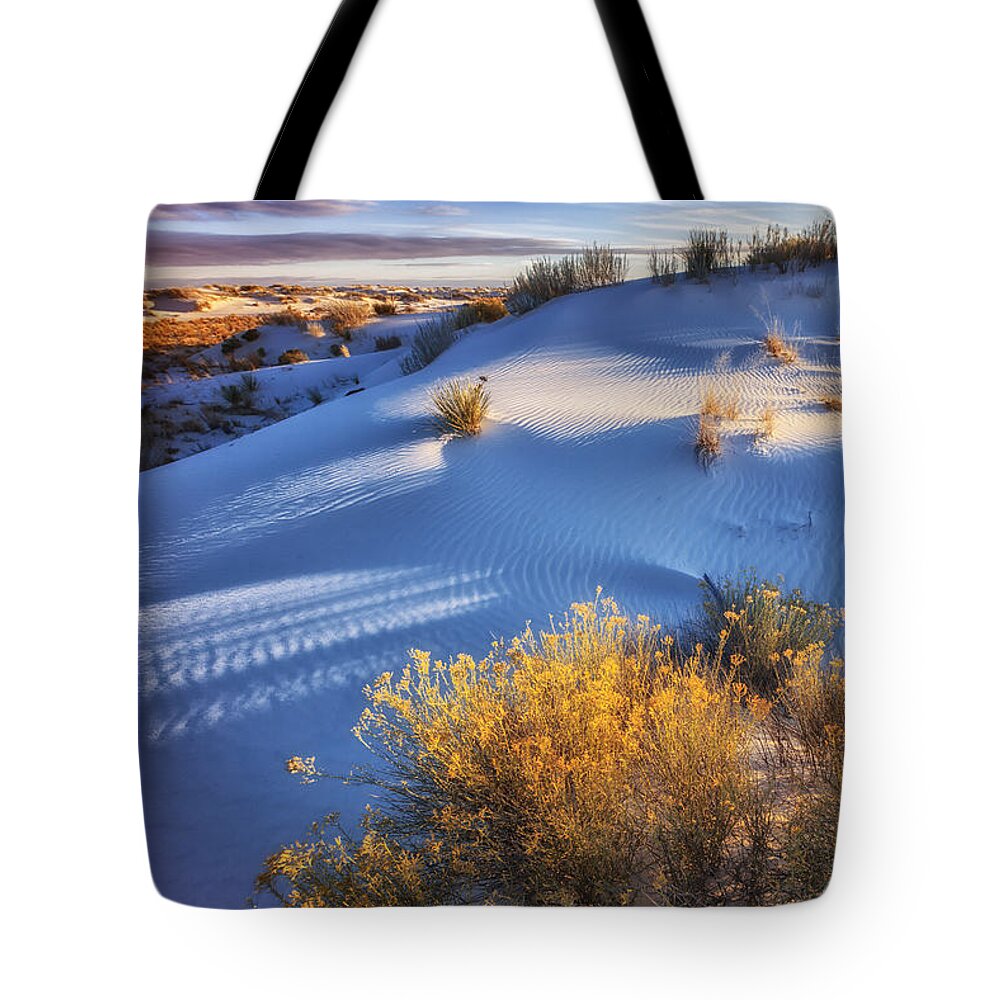 Chrysothamnus Tote Bag featuring the photograph White Rabbitbrush by Sylvia J Zarco