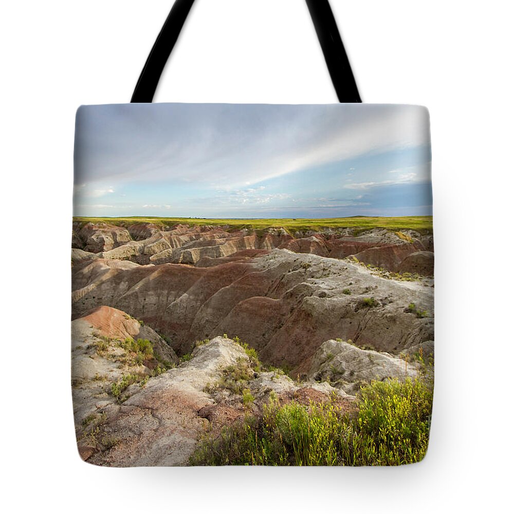 White River Valley Badlands Tote Bag featuring the photograph White River Valley Badlands by Karen Jorstad