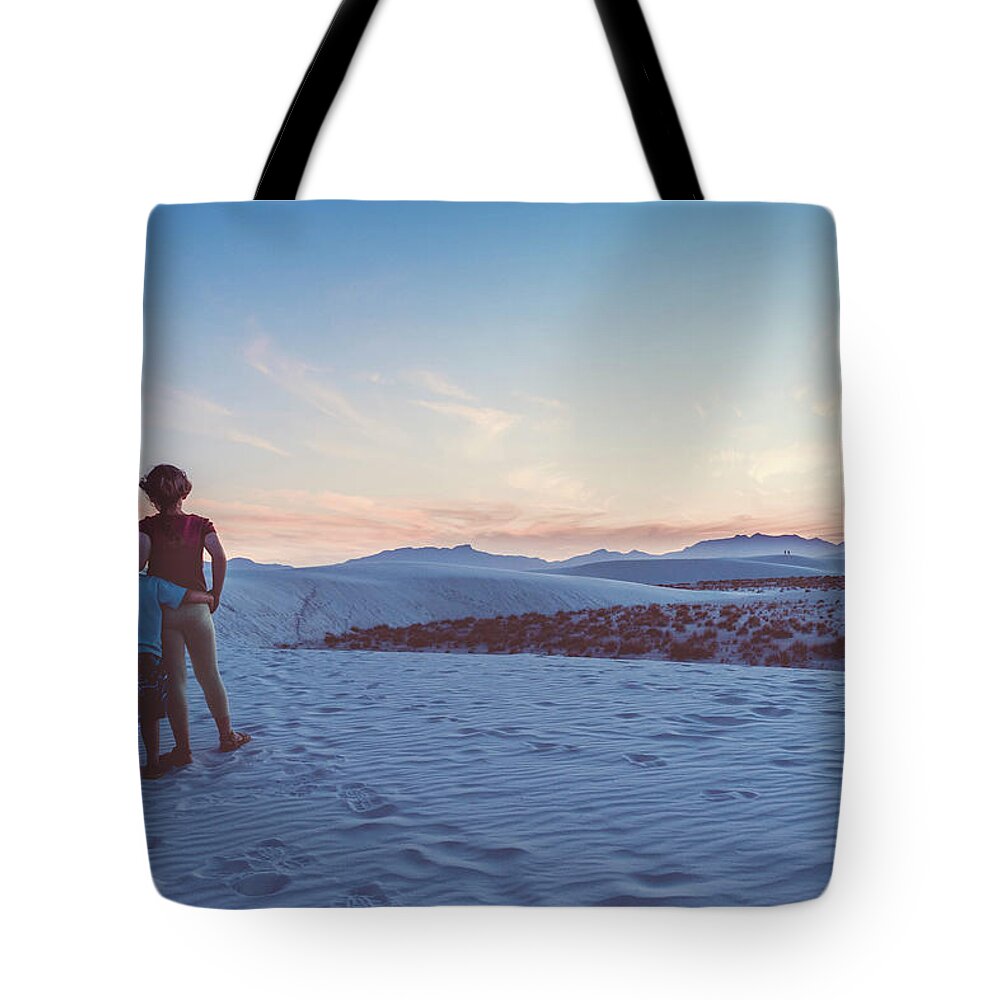 New Mexico Tote Bag featuring the photograph White sands New Mexico at sunset 2 by Mati Krimerman